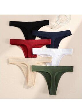 SHARICCA Seamless Thongs for Women Sexy Breathable No Show Thong Underwear, M